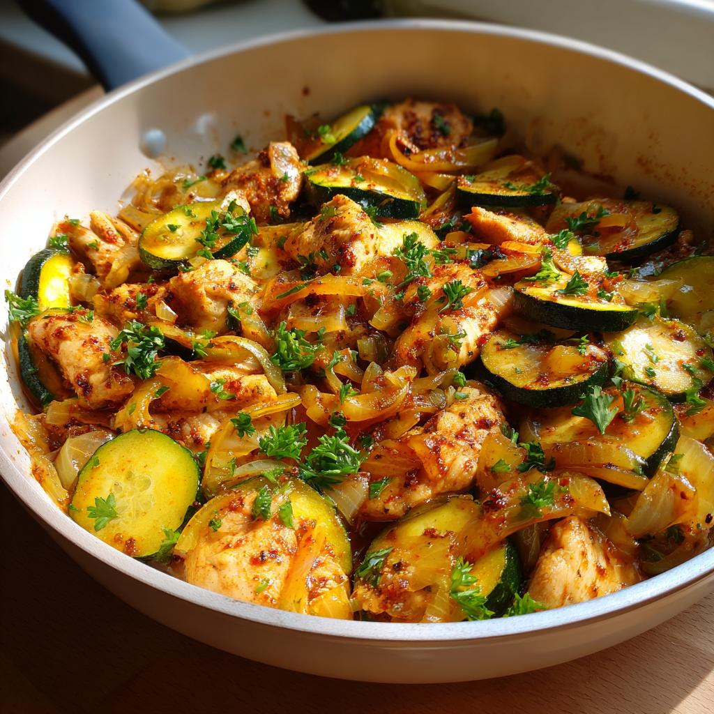 25-Minuten Zucchini Pfanne mit Hähnchen – schnell & unwiderstehlich